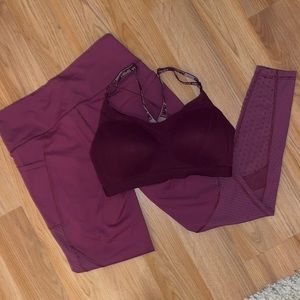 Victorias secret maroon workout gym set